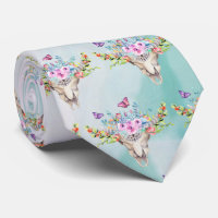 Caveira Animal Boho com Padrão de Flores