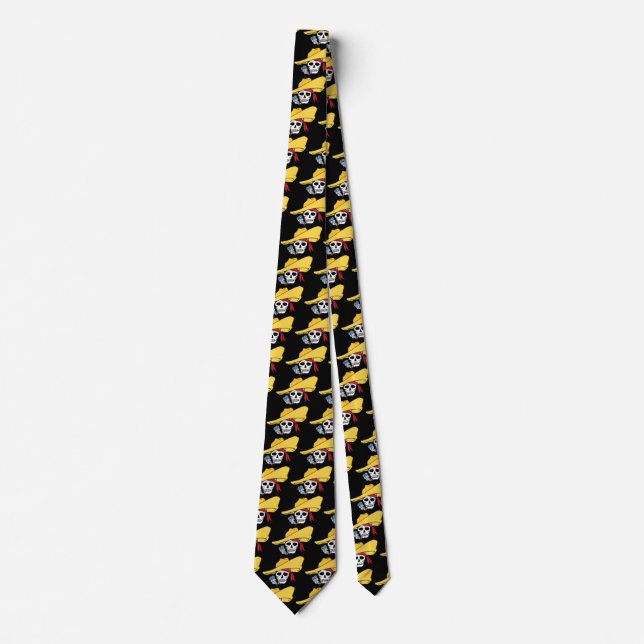 Gravata Caveira Fumante de Halloween com Bandana Cartoon (Frente)