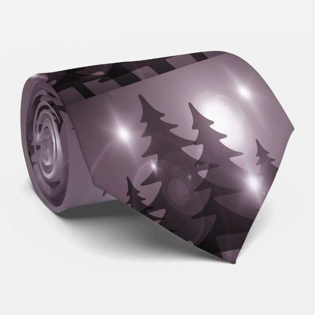 Gravata Celebração de Natal Árvores Rosa Púrpuras Elegante (Rolled)