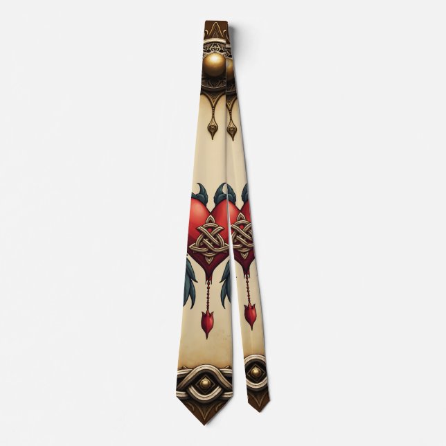 Gravata Celtic elegance with a heart and wings.  (Frente)