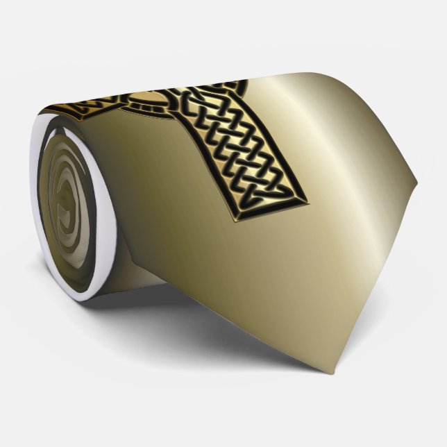 Gravata Celtic Knot Cross em Dourado e preto (Rolled)