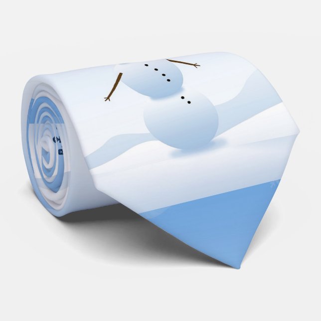 Gravata Cena de inverno com Snowman "deixe-a nevar" (Rolled)