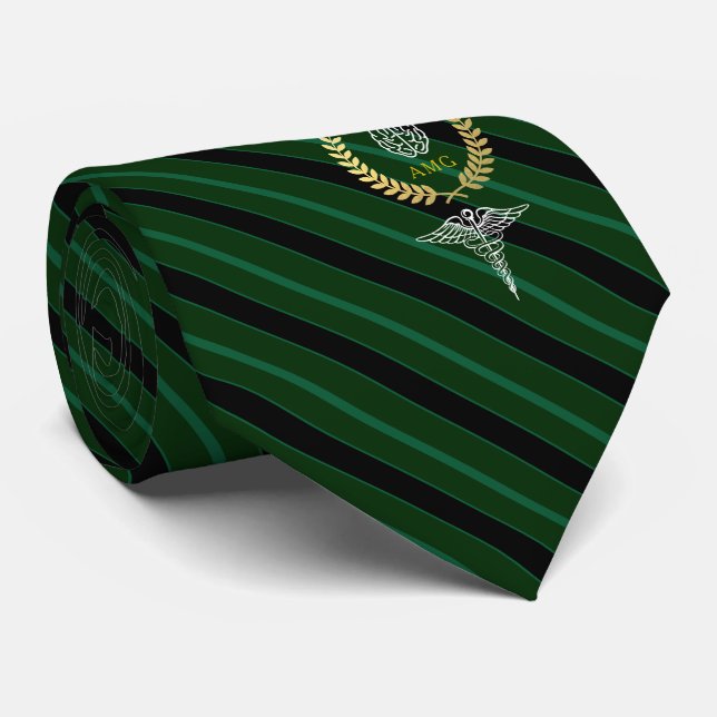 Gravata Cérebro Médico Verde Personalizado (Rolled)