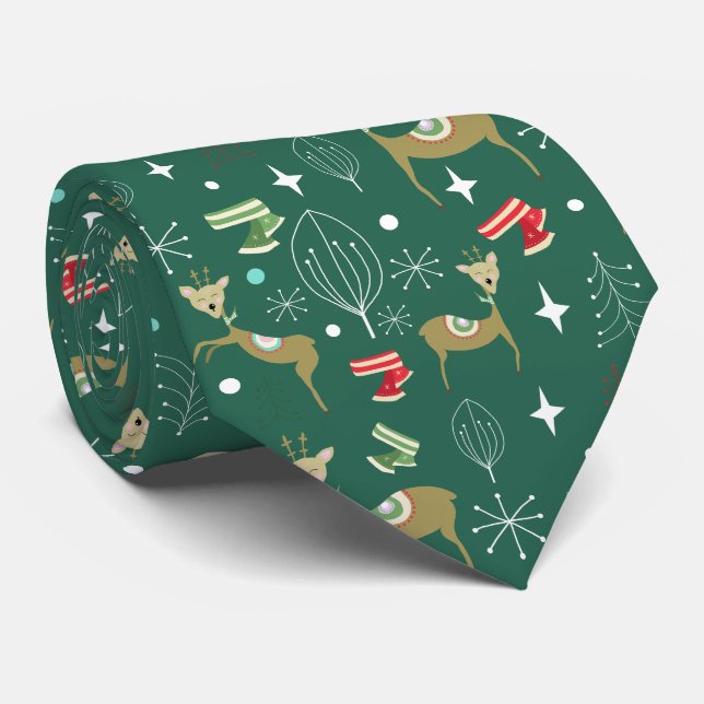 Gravata Cerveja simpática com árvores de Natal e flocos de (Rolled)