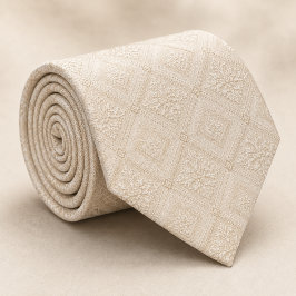 Gravata Champagne Creme Damask Diamante Real Jacquard