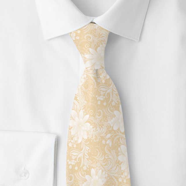 Gravata Champagne Floral Batik (Criador carregado)