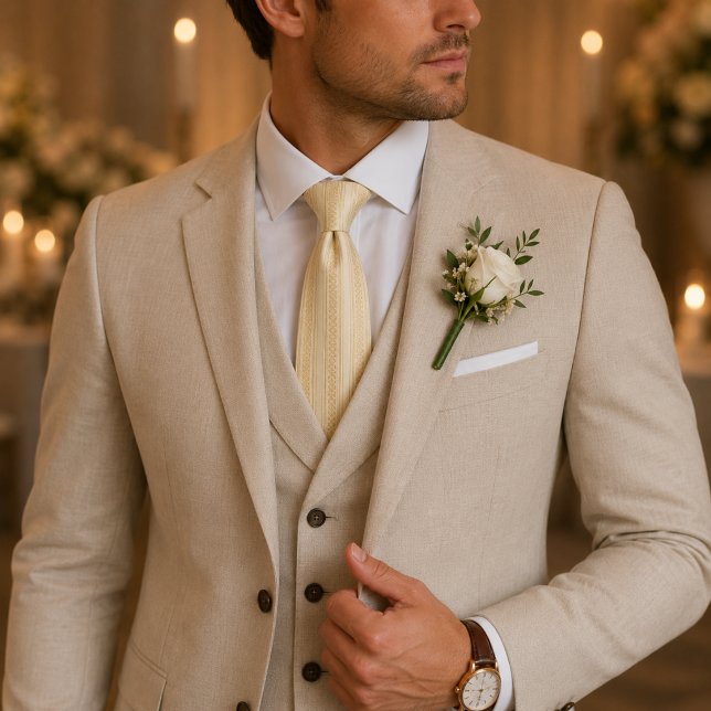 Gravata Champagne Ivory Regency Stripe (Criador carregado)