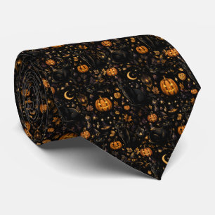 Gravata Chapéu de Bruxa Gato Preto Abóbora de Halloween