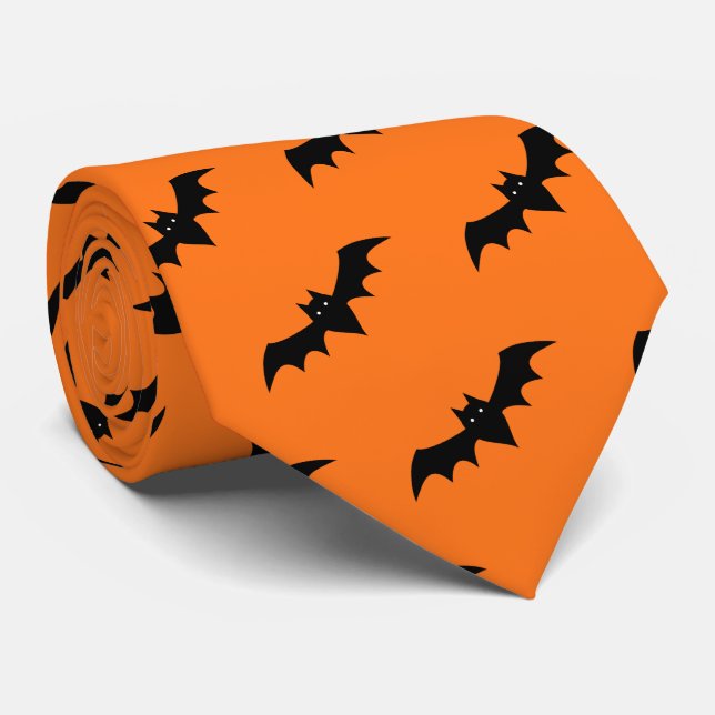 Gravata Chapéu de Halloween Bats Laranja Preto (Rolled)