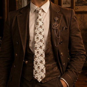 Gravata Chapéu Steampunk Vitoriano e Padrão de Relógio