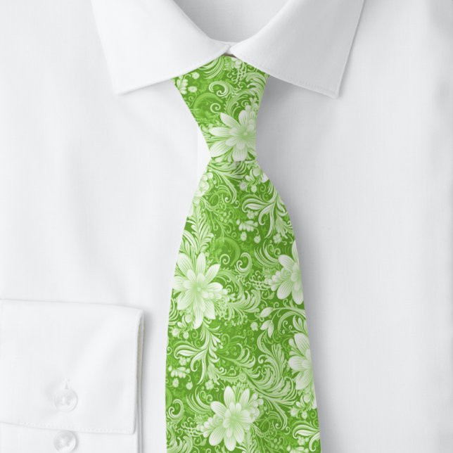 Gravata Chartreuse Floral Batik (Criador carregado)