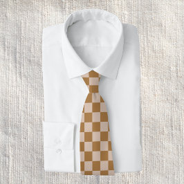 Gravata Checkerboard castanho