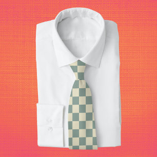 Gravata Checkerboard verde e amarelo pálido