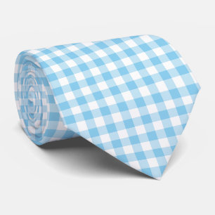 Gravata Cheque de Gingham de tamanho grande, azul e branco