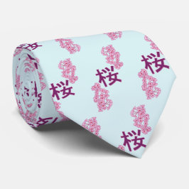 Gravata Cherry blosom kanji escrevendo Japonês