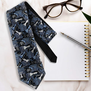 Gravata Chess Termos e peças Prata e Blue ID784