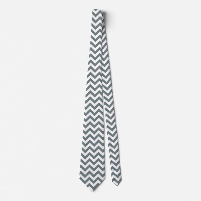Gravata Chevron Zigzag Lines Dull Silver (Frente)