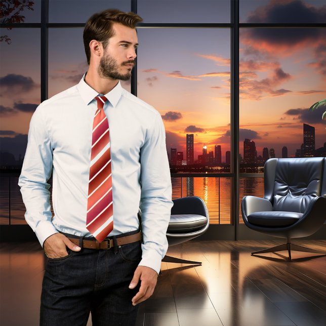 Gravata Chic Burgundy Terra Cotta Dourada Tie Striped (A stylish tie in burgundy, terra cotta and ivory colors with tiny rose gold and gold lines)