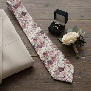 Gravata Chic Mauve Rosa Verde Sage Floral Casament