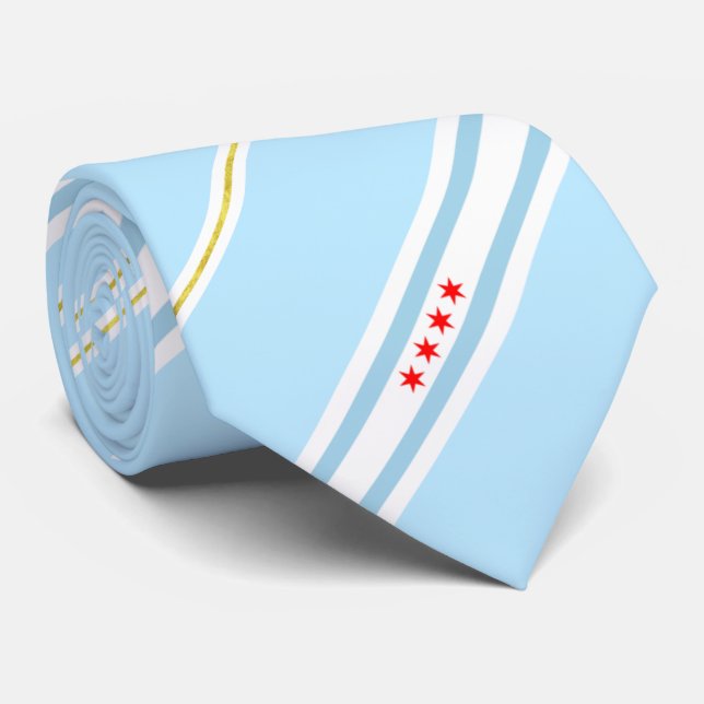 Gravata Chicago (Illinois) — bandeira da cidade Neck Tie (Rolled)
