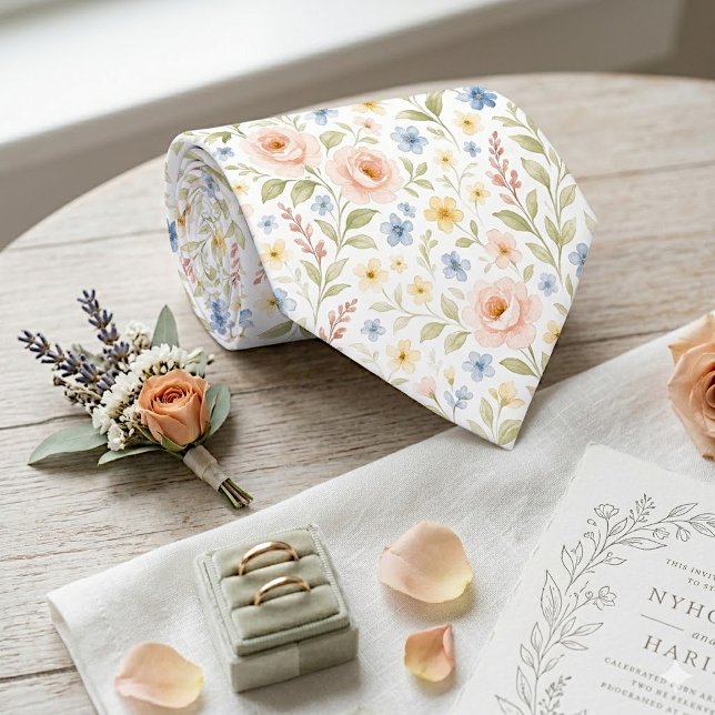 Gravata Chique com Estampa de Arte Floral (Criador carregado)