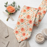Gravata Chique Com Padrão De Arte Floral<br><div class="desc">Esta gravata única apresenta um charmoso padrão francês shabby chic contemporâneo. Ela exibe um design floral botânico com rosas cor-de-coral e laranja vermelhas pastéis lindamente arranjadas, e folhas verde-sage contra um fundo creme. Esta gravata distinta e elegante é perfeita para o empresário profissional e sofisticado, tornando-a ao mesmo tempo fashion...</div>