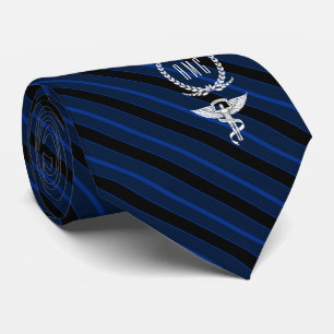 Gravata Chiroprace Professional Monogramas Blue Faux Doura
