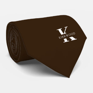 Gravata Chocolate Marrom Elegante Monograma + Nome de um L
