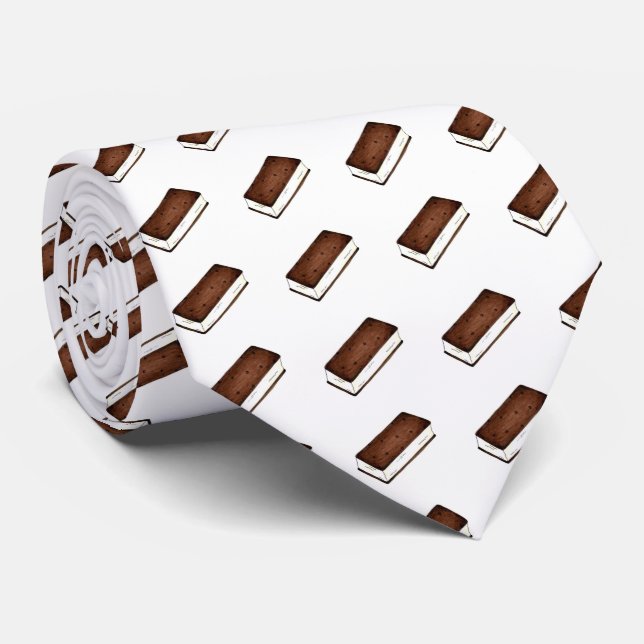 Gravata Chocolate Vanilla Sorvete Sandwich Foodie Tie (Rolled)