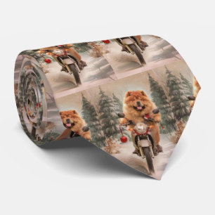 Gravata Chow Chow Dog Andando na Moto Natal