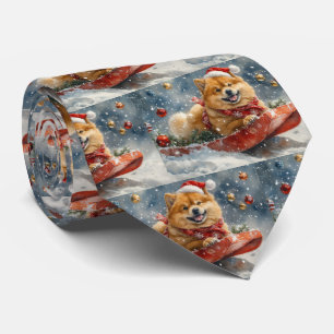 Gravata Chow Chow Dog Sledge Deixe-o nevar no Natal