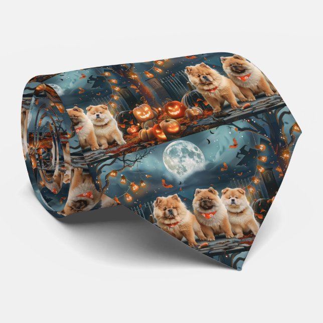 Gravata Chow Chow Halloween Spooky (Rolled)