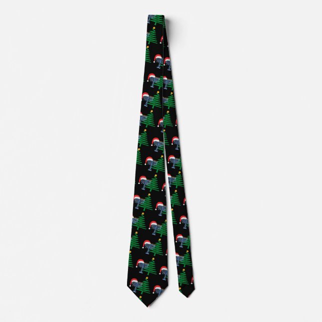 Gravata Chrismukkah Tie Pattern Impressão Black Neck (Frente)