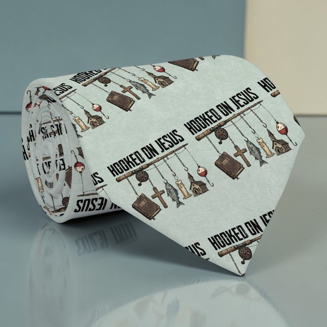 Gravata Christian Hooked on Jesus Custom Necktie (Criador carregado)