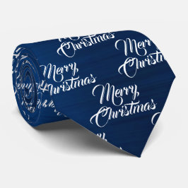 Gravata Christmas Celebration White Snowflakes Navy Blue