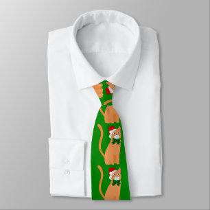 Gravata christmas santa claus hat orange cat