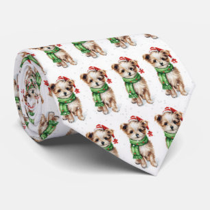 Gravata Christmas Shih Tzu Em Flocos De Neve