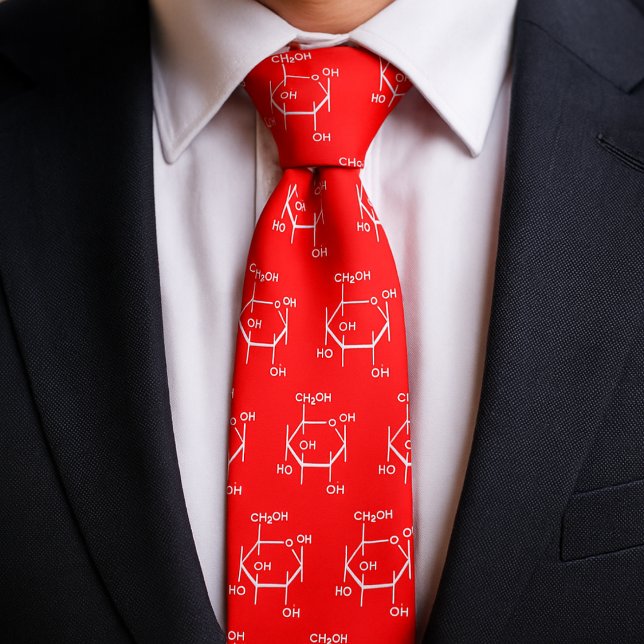 Gravata Ciência da Química da Molécula de Glicose, Conside (Glucose Molecule Chemistry Science Themed Red Neck Tie)