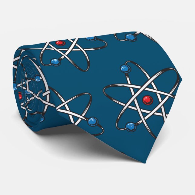 Gravata Ciência do Professor de Padrão Molécula Atom Azul (Rolled)