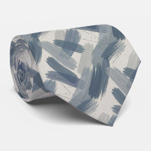 Gravata Cinza Azul Ardósia Abstrato Pinceladas Cor Oceano
