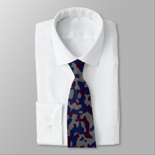 Gravata Cinza, Azul Escuro, Camouflage Vermelho Escuro Pad