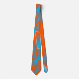 Gravata Cinza Azul Laranja Ombre Arte Geométrica