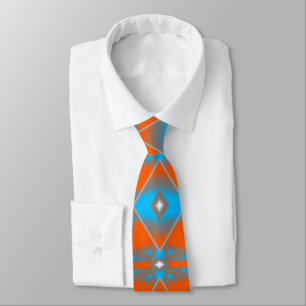 Gravata Cinza Azul Laranja Ombre Arte Geométrica