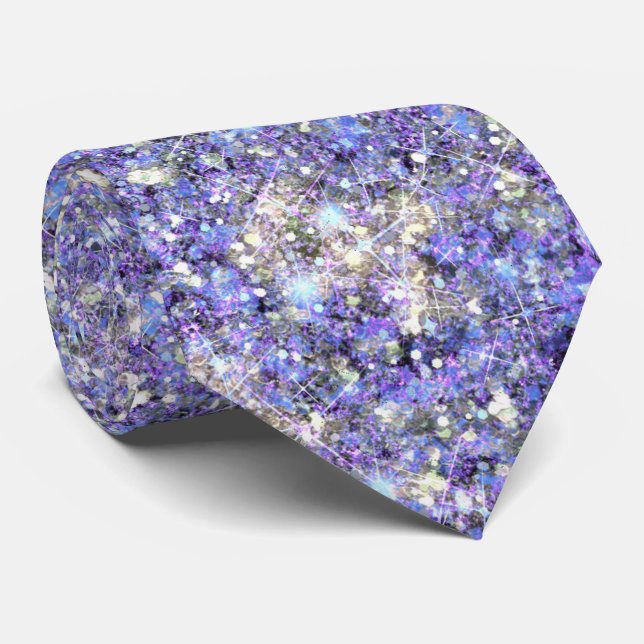 Gravata Cinza Azul Roxo Glitz  Sereia (Rolled)