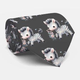 Gravata Cinza Black and White Modern Kawaii Cute Zebras