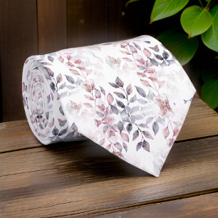 Gravata Cinza de carvão com Rosa poeira Aquarela