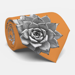 Gravata Cinza de Sucultura de Aquarela em Laranja