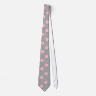 Gravata Cinza e Pink Polka Padrão Pontilhado Pontilha Desi