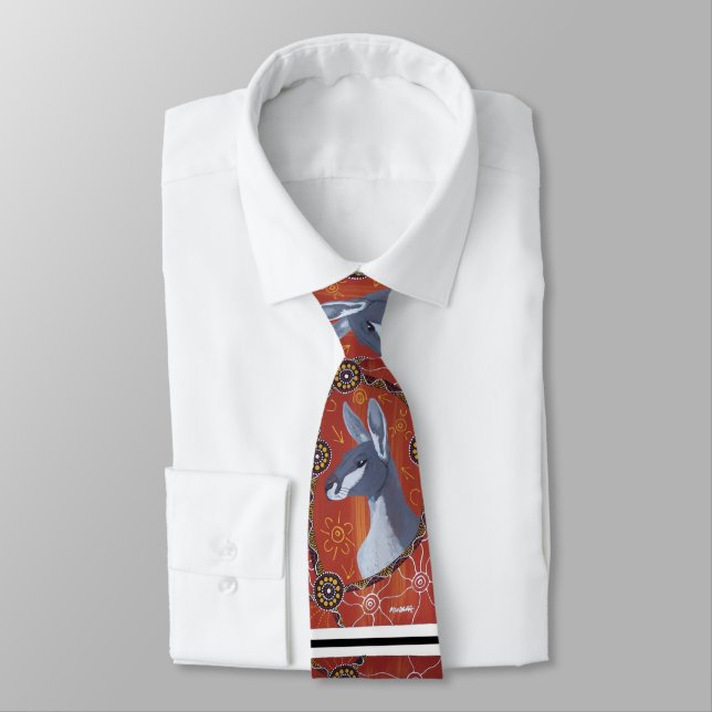 Gravata Cinza Kangaroo Aboriginal Tie (Amarrado)