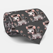 Cinza Preto e Branco Moderno Kawaii Zebras Fofo